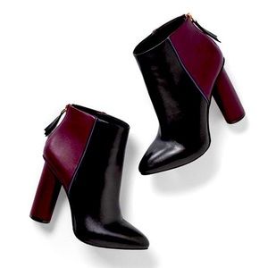 Cabi Bisset Colorblock Leather Ankle Heel Booties Size 8